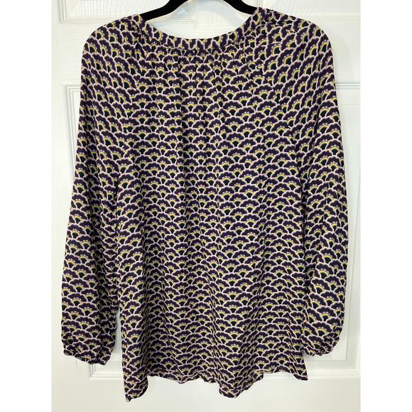 Boden Dolly Split V Neck Printed Floral Long Sleeve Blouse Womens Spring Purple - Picture 7 of 8